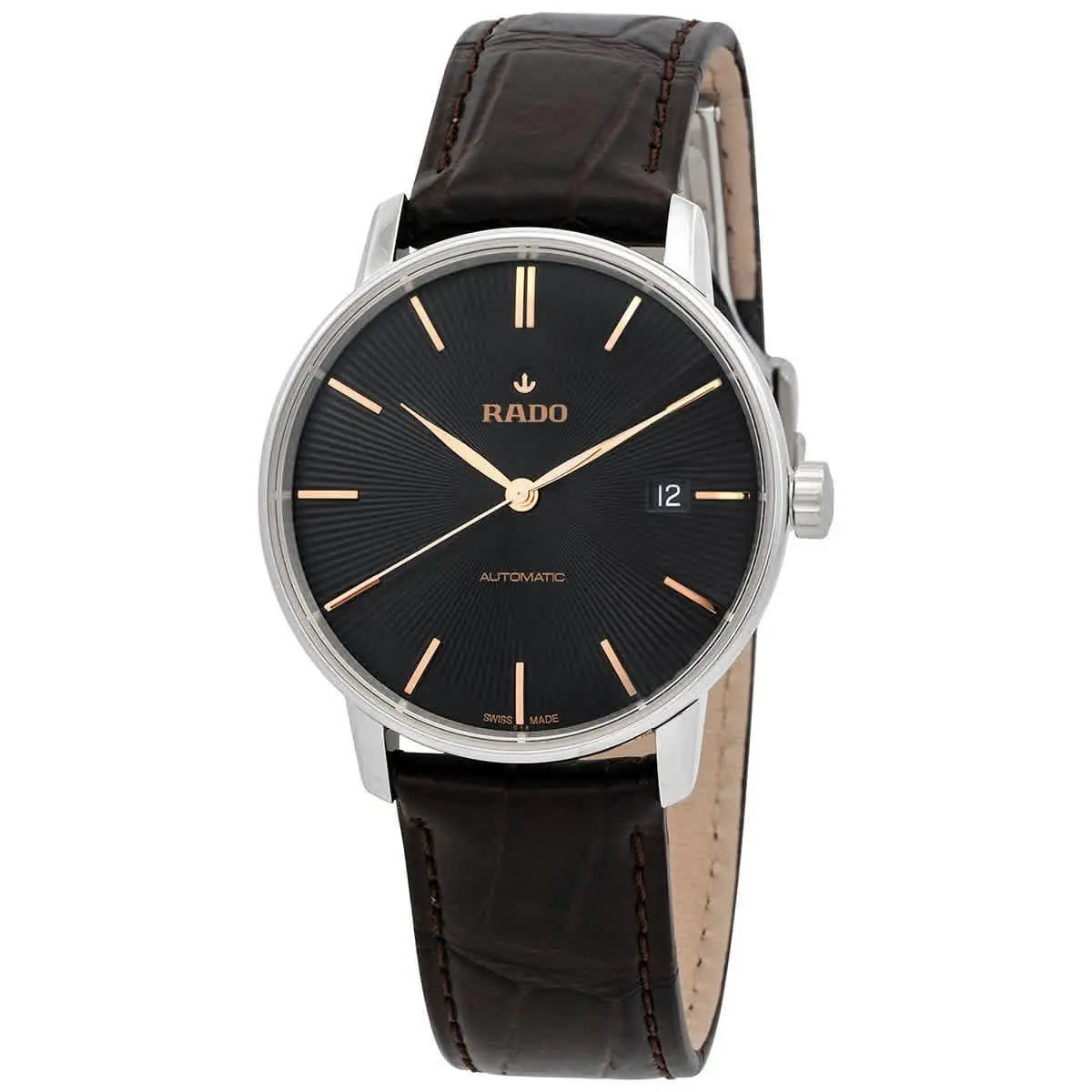 Rado Coupole Classic Automatic Black Dial Men`s Watch R22860165 - Dial: Black, Bezel: Silver-tone