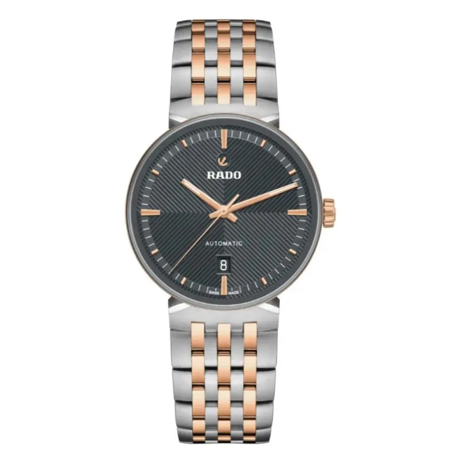 Rado Florence Automatic Grey Dial Two-tone Pvd Steel Men`s Watch R48903103 - Face: Grey, Dial: Grey, Band: Two-Tone
