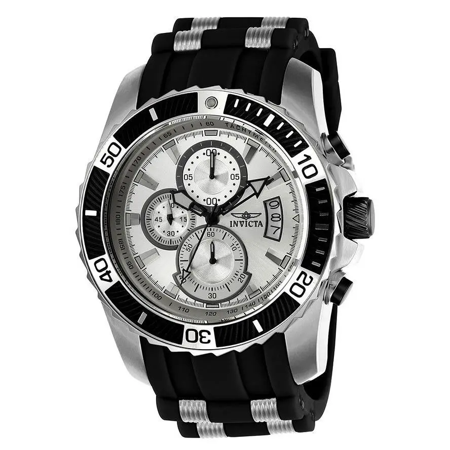 Invicta Men`s 45mm Pro Diver Chronograph Black Polyurethane Quartz Watch 22428