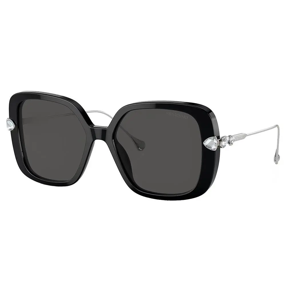 SK 6011 103887 Black Plastic Metal Pillow Sunglasses Grey Lens by Swarovski
