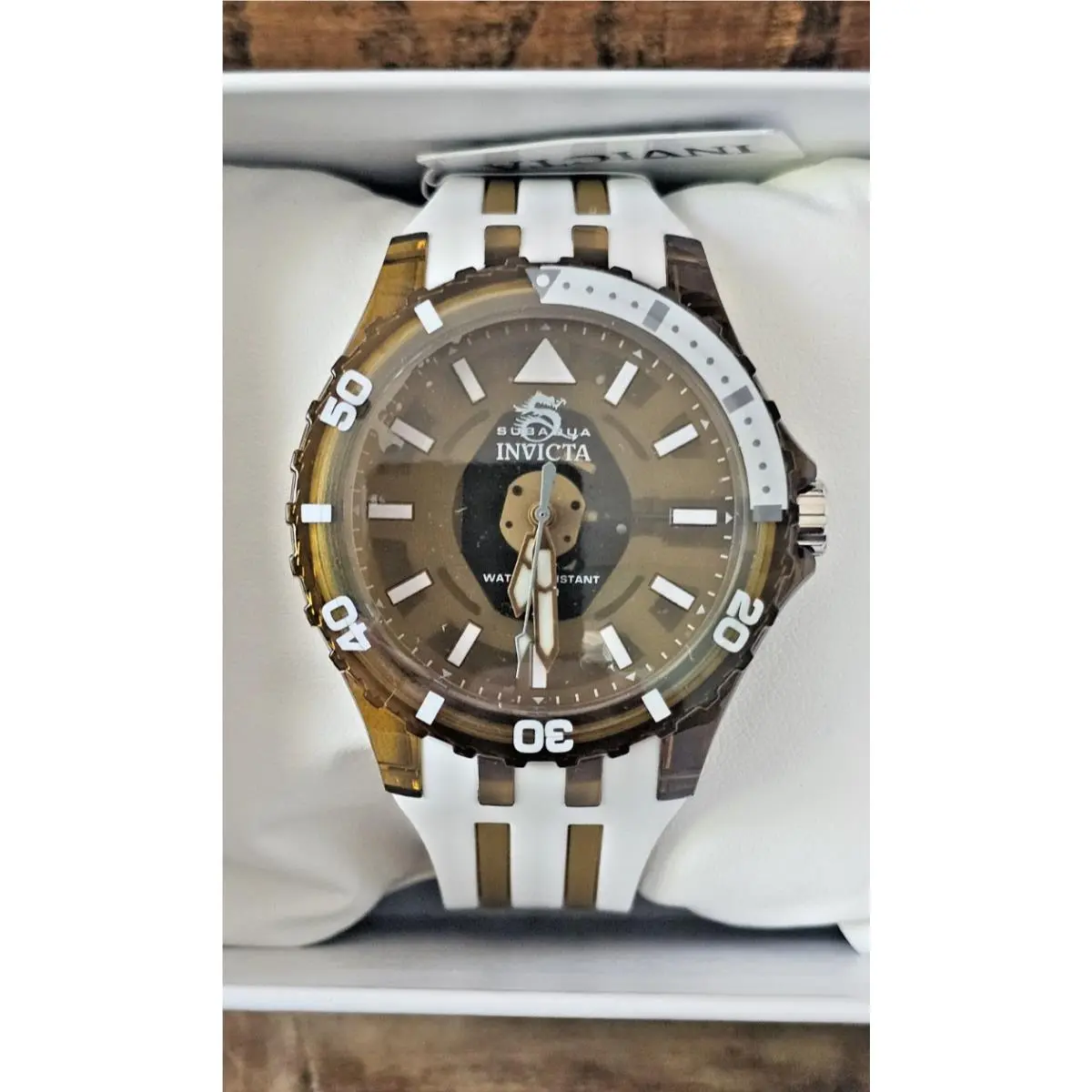 Invicta Subaqua 44mm Men`s Watch Clear Brown White Water Resistant 100m