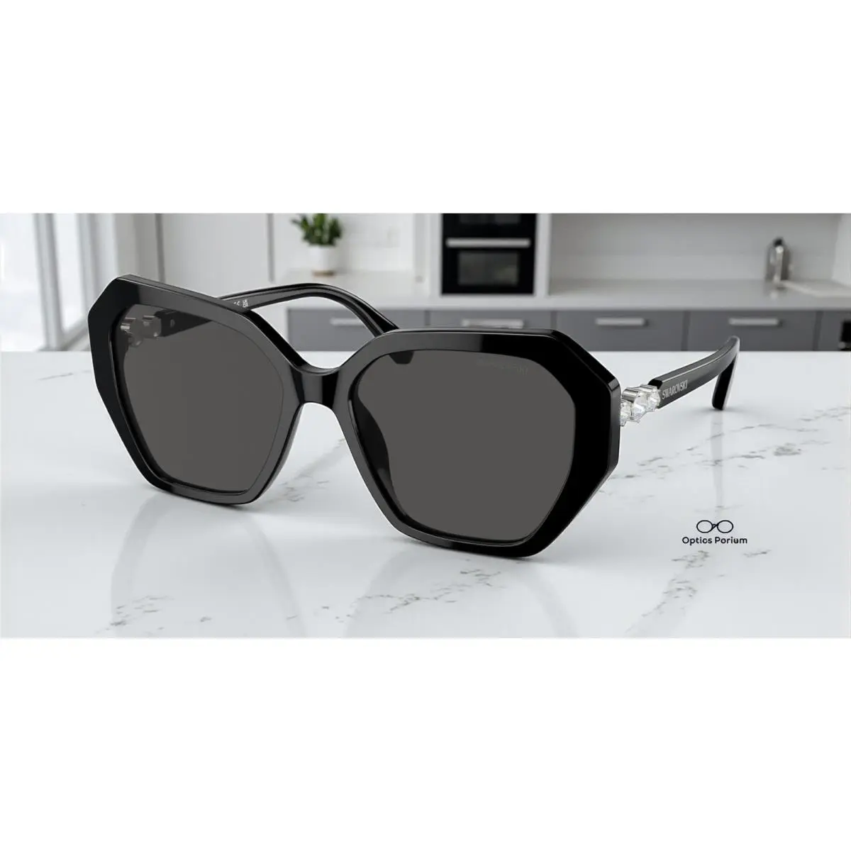 SK6017F 100187 Black Dark Grey 57 mm Women`s Sunglasses by Swarovski