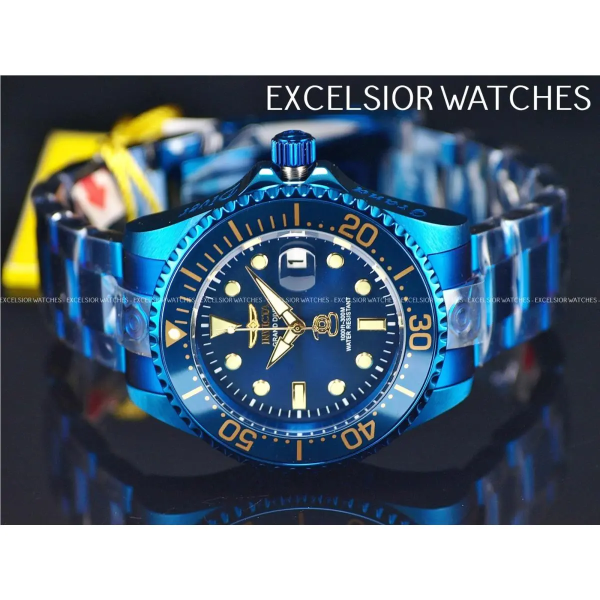 Invicta Men`s 47mm Grand Diver Automatic NH35A Blue Label SS Watch - 27751
