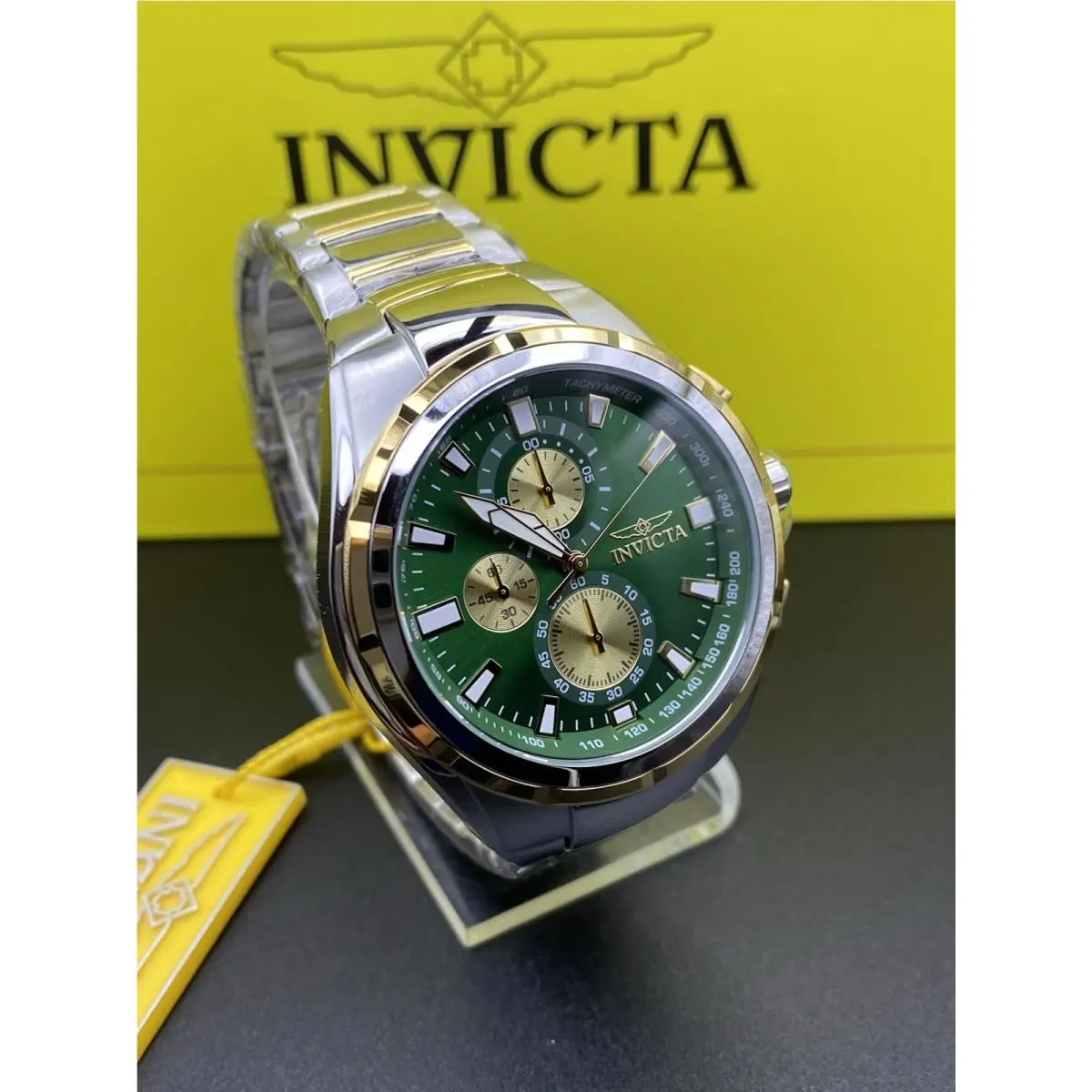 Invicta Sea Vulture Gold Steel Watch 49084 - Green Dial 46mm