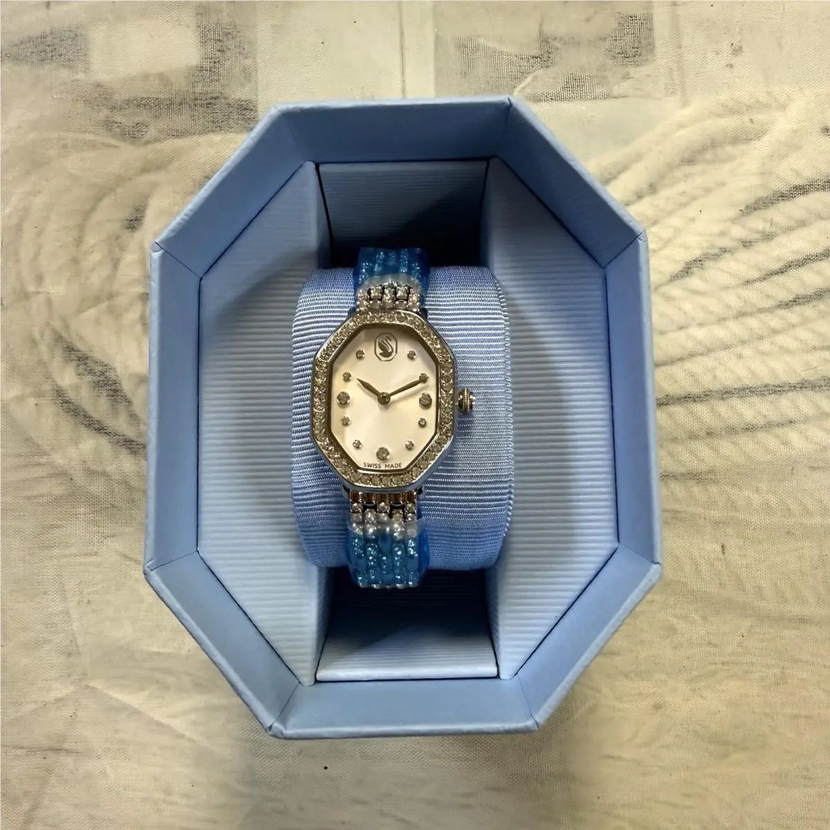 Dextera Octagon Watch Swiss Made Metal Bracelet Silver Tone 5698690 by Swarovski