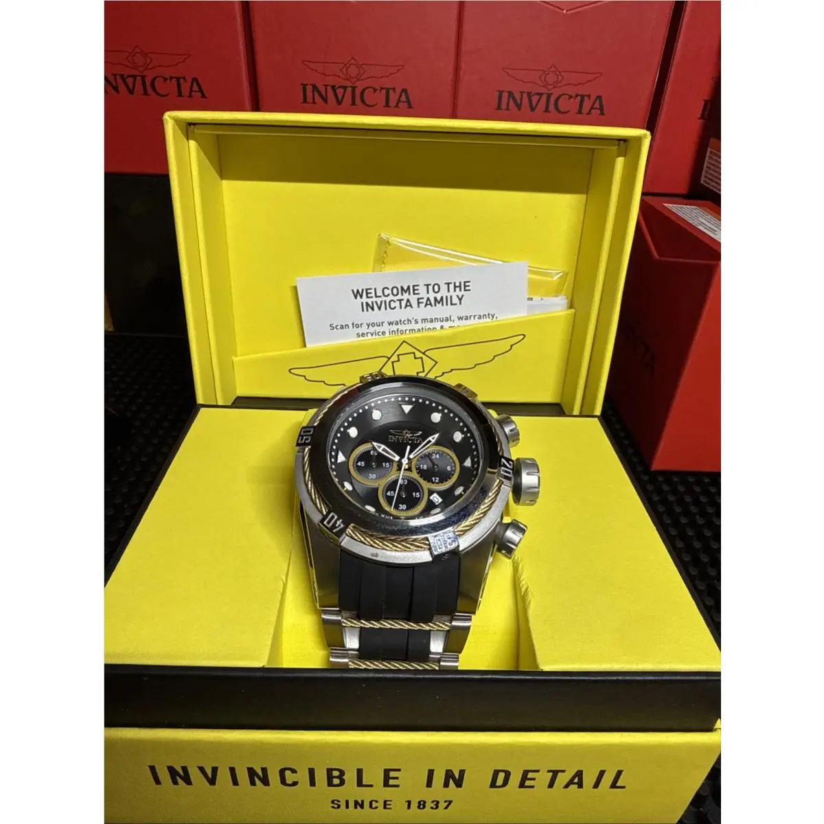 Invicta Bolt Zeus Men`s Watch - 53mm Steel Gold Black 37192