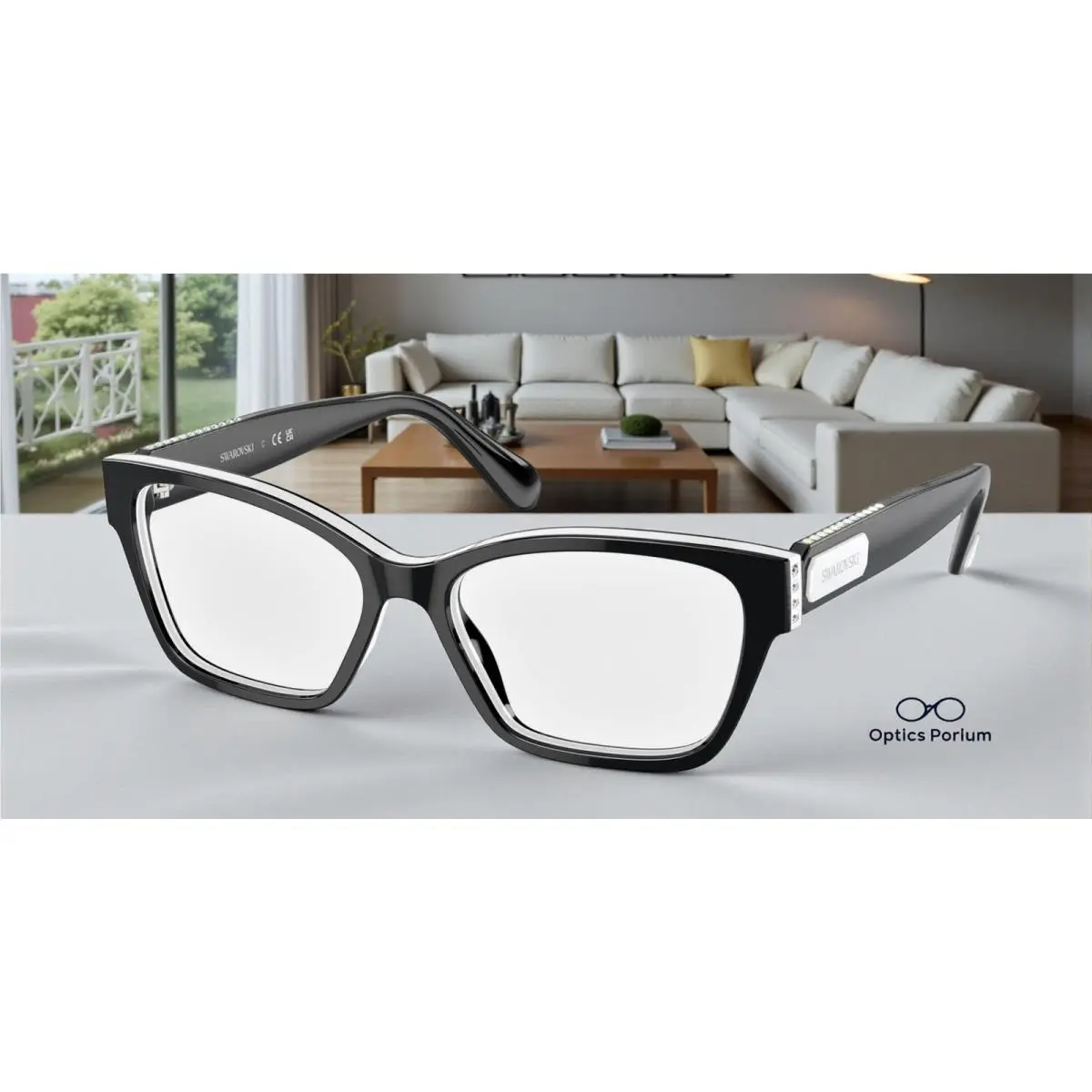 SK2013 1015 Black White Demo Lens 54 mm Women`s Eyeglasses by Swarovski