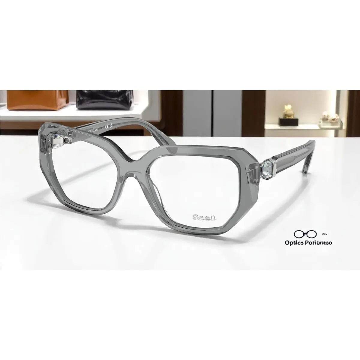 SK2035 1062 Transparent Grey Demo Lens 55 mm Women`s Eyeglasses by Swarovski