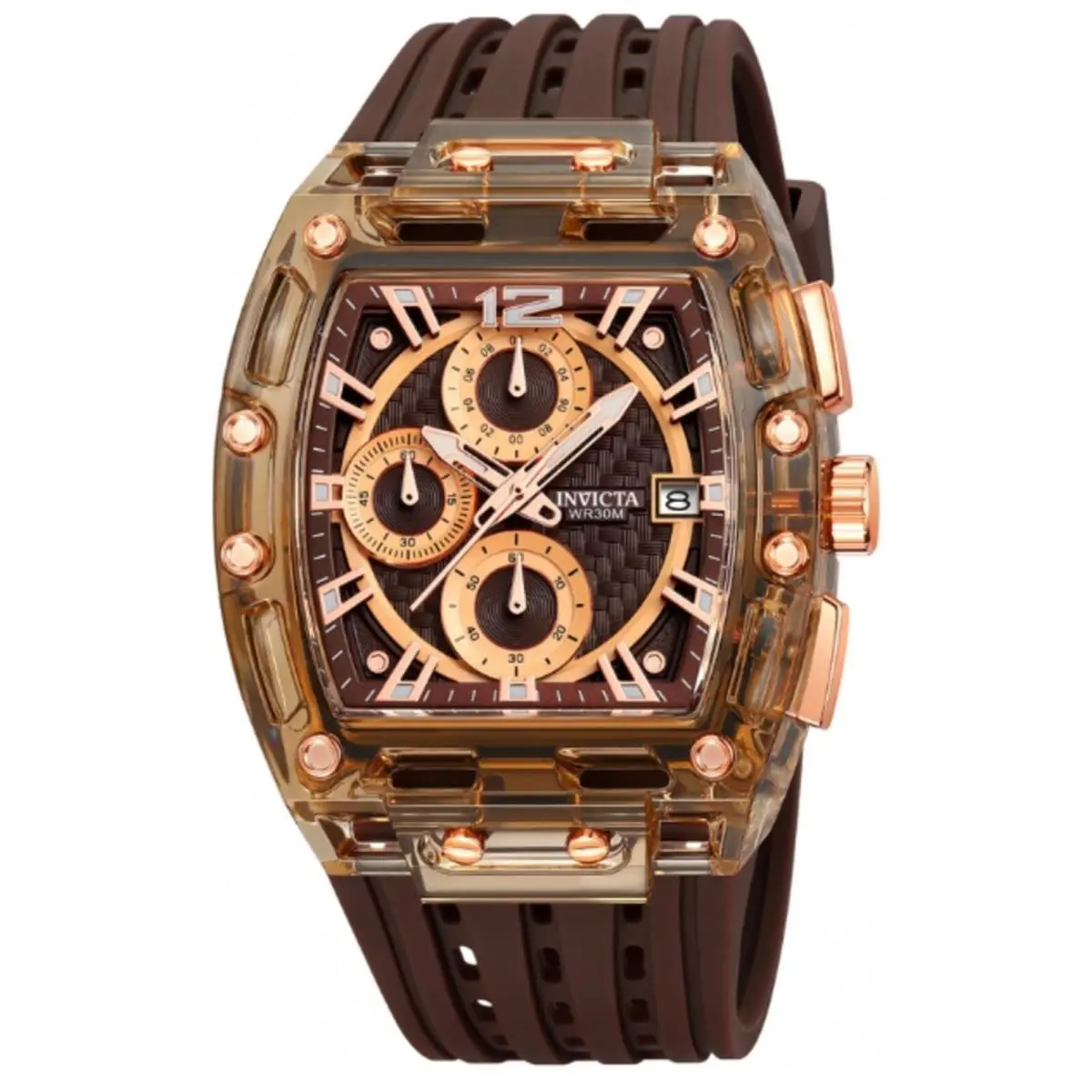 Invicta S1 Rally Men Brown Tone Case Brown Metal Dial Brown Band 42mm 70143