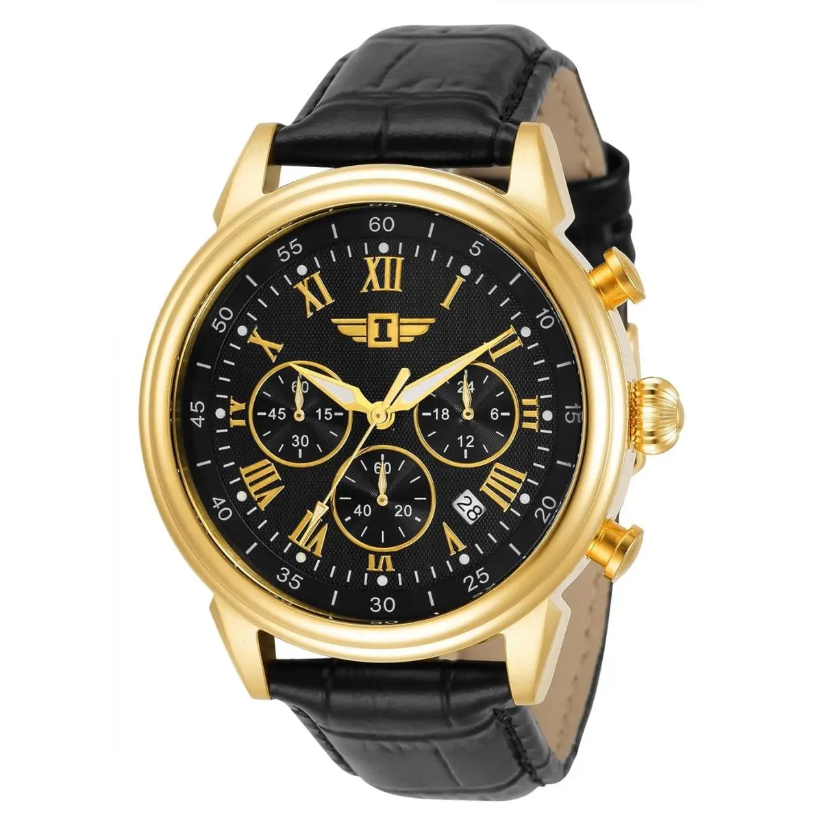 Invicta I By Men`s 90242-003 Chronograph Black Dial Black Leather Watch