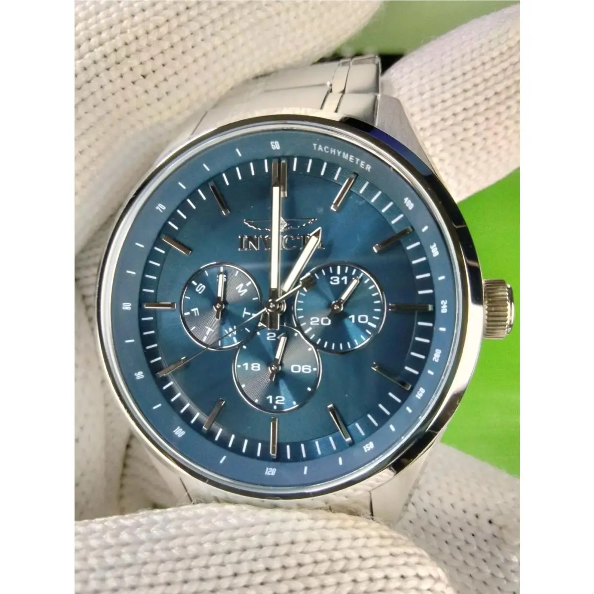 Invicta Specialty 49950 Blue Dial Stainless Steel Men`s Quartz Watch 44 mm 100 M