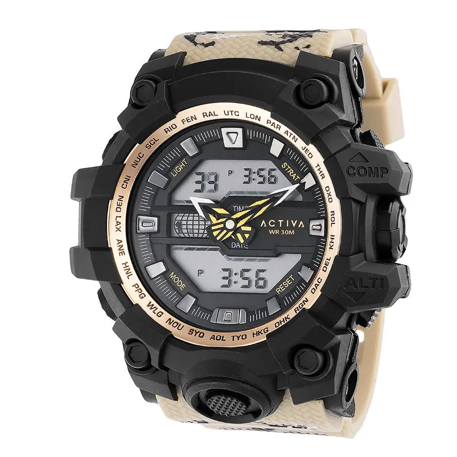 Activa Neo X Invicta Men`s Digital Watch Black Camo Strap Chronograph 55 mm