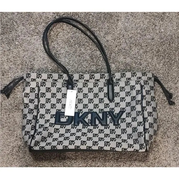 Dkny Black and Gray Women`s Drawstring Tote Bag by DKNY