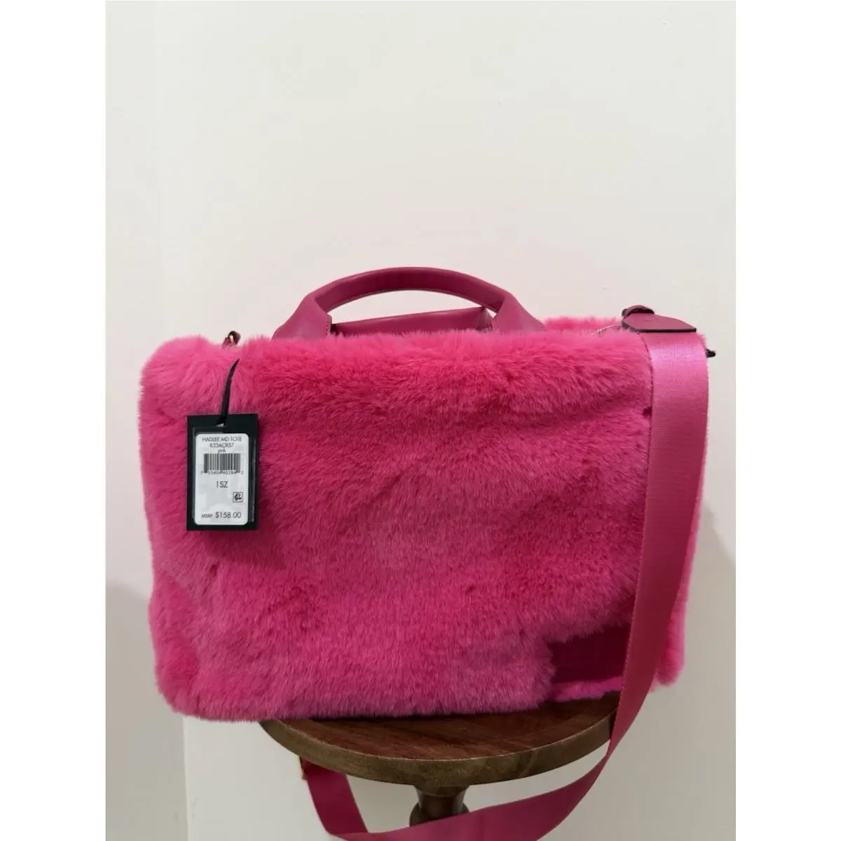 Dkny Hadlee Medium Tote Crossbody Bag Soft Pink Fluffy Fur