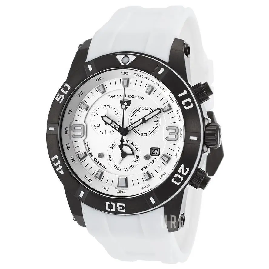 Swiss Legend Men`s Everest Chrono White Silicone Silver-tone 10164-BB-02-WS