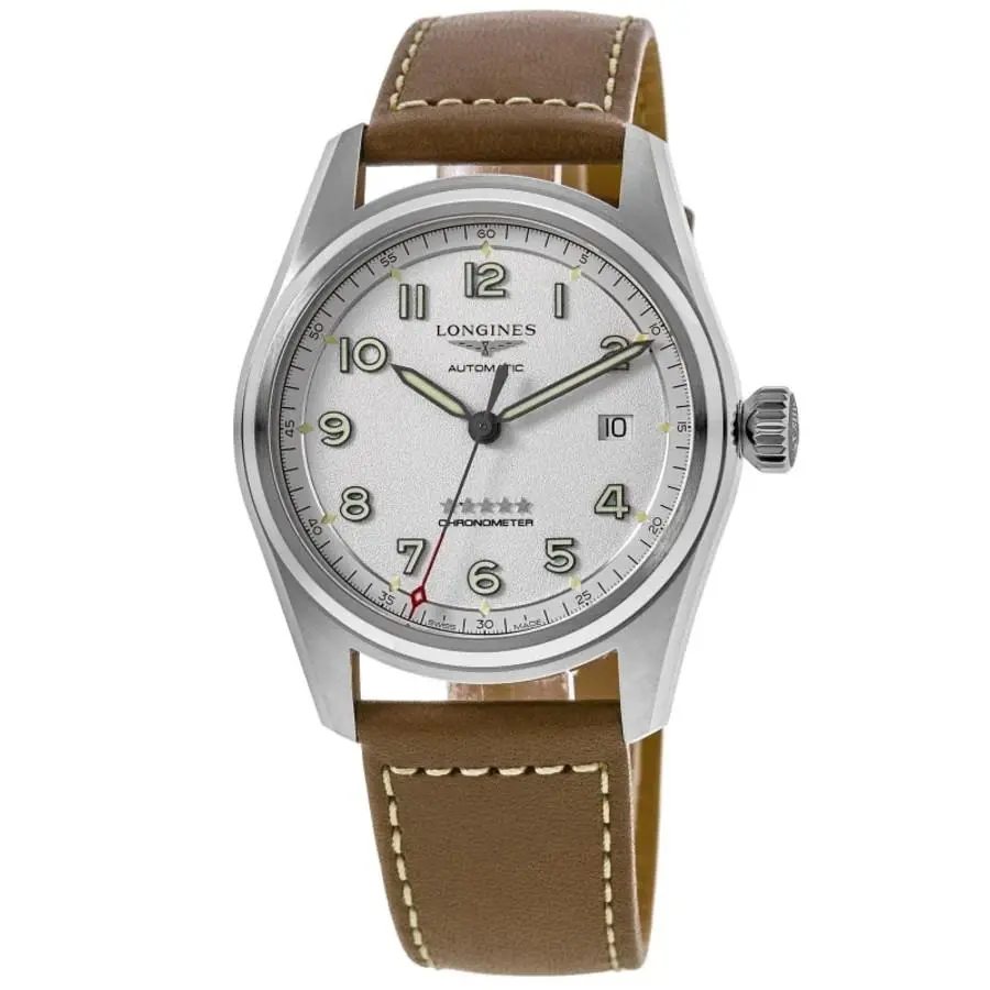 Longines Spirit Automatic Silver Dial Leather Men`s Watch L3.810.4.73.2