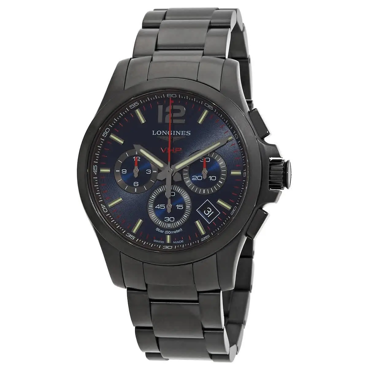 Longines Conquest Chronograph Quartz Blue Dial Men`s Watch L3.717.2.96.6 - Dial: Blue, Band: Blue