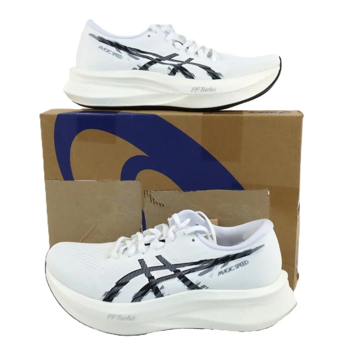 Asics Magic Speed 4 Running Shoes In White Black Men`s Size 8 1011B875-101