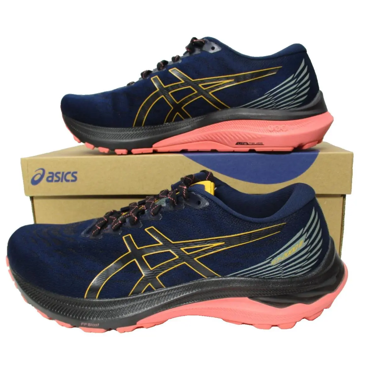 Asics GT 2000 11 Trail Running Shoes Blue/papaya Womens Sz 9 D Wide