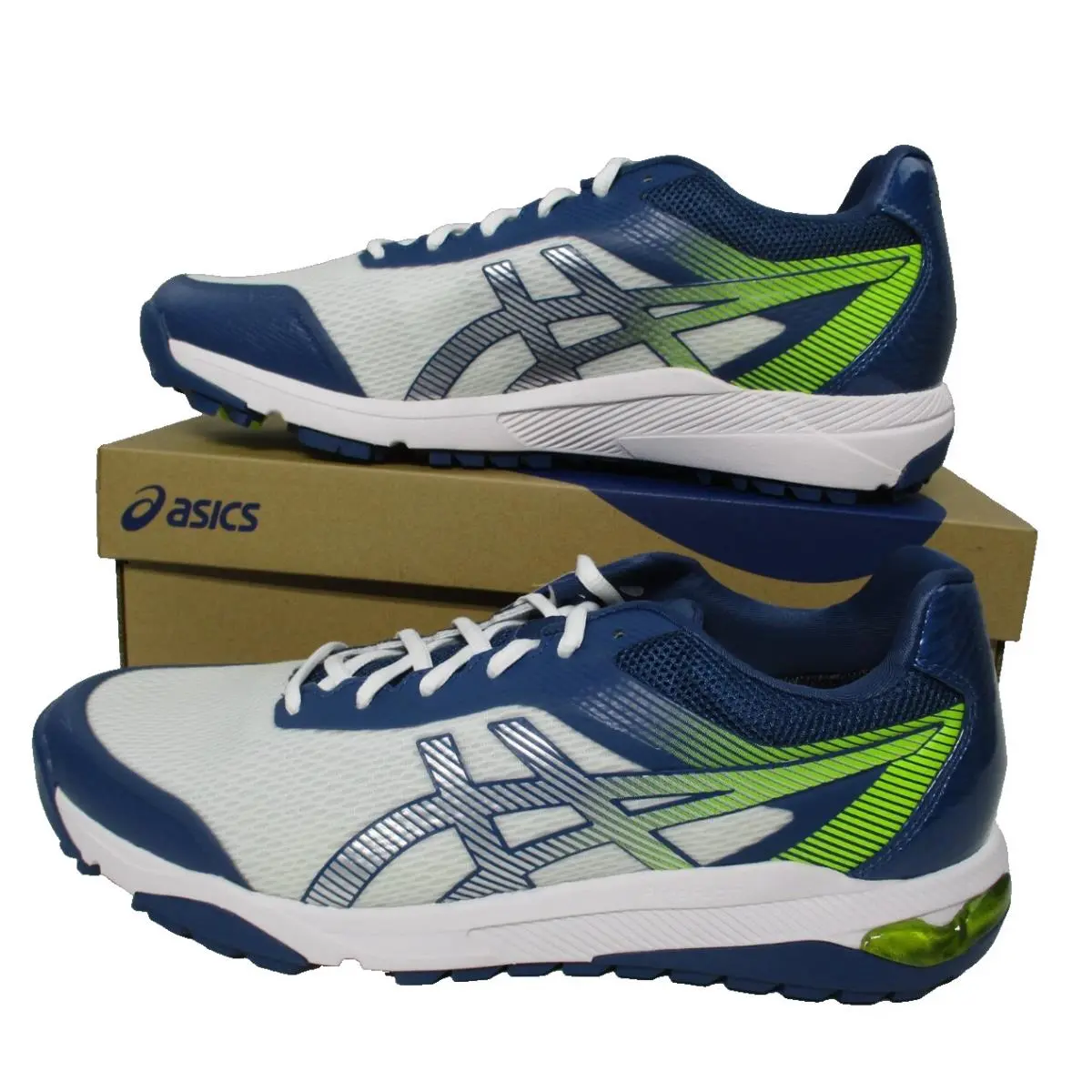 Asics Gel Course Ace White Silver Blue Waterproof Golf Shoes Soft Spikes Mens 10