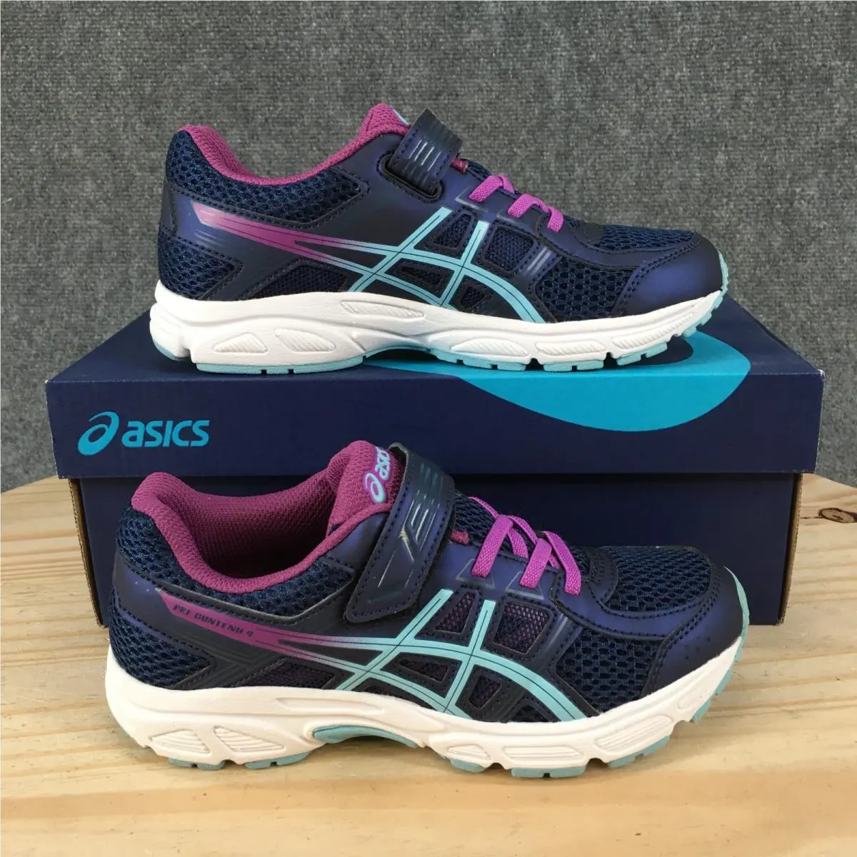 Asics Pre-contend 4 PS Running Shoes Youth 2.5 Sneakers Low Mesh Blue C566N