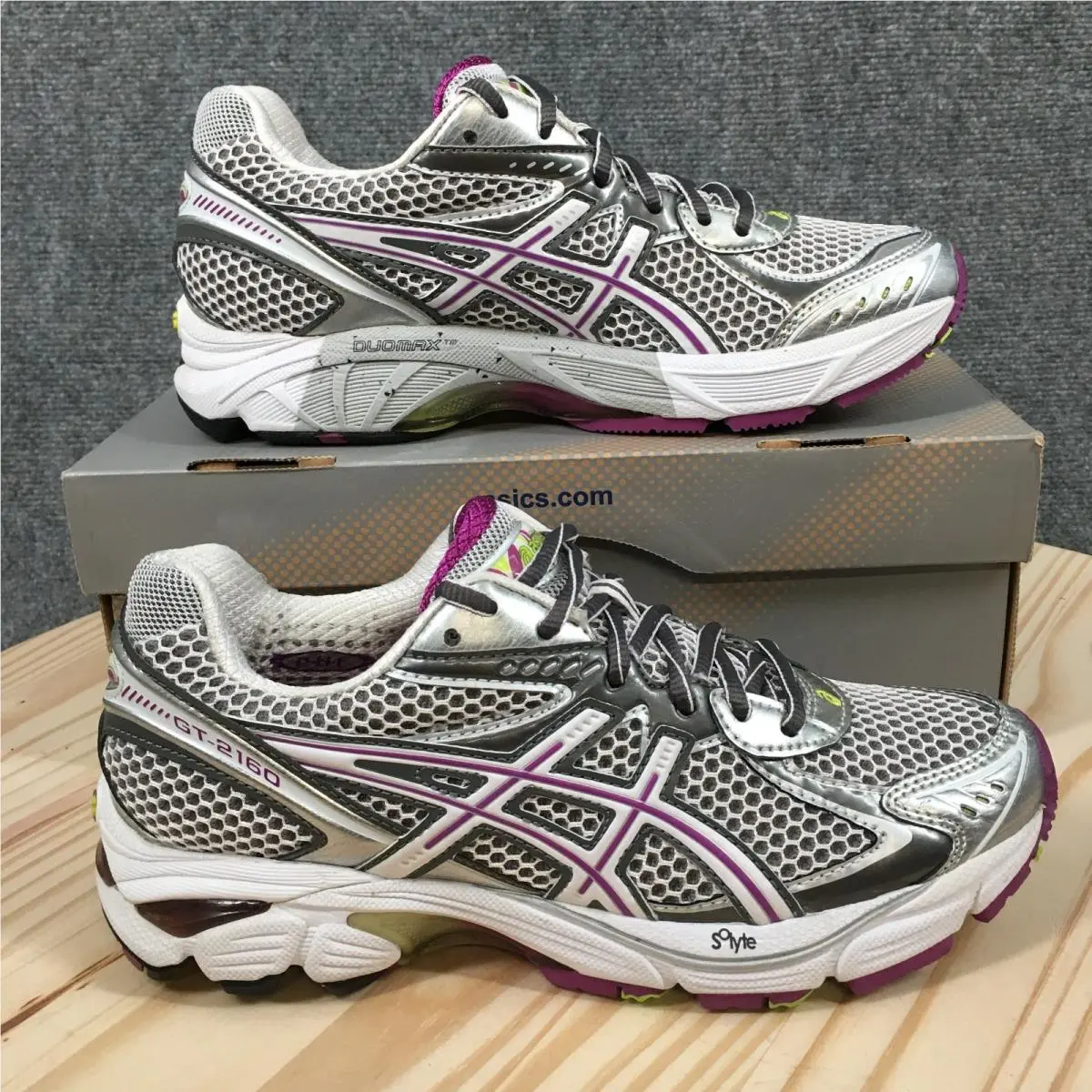 Asics GT 2160 Shoes Womens 6.5 AA Running Sneakers T157N Silver Purple Mesh