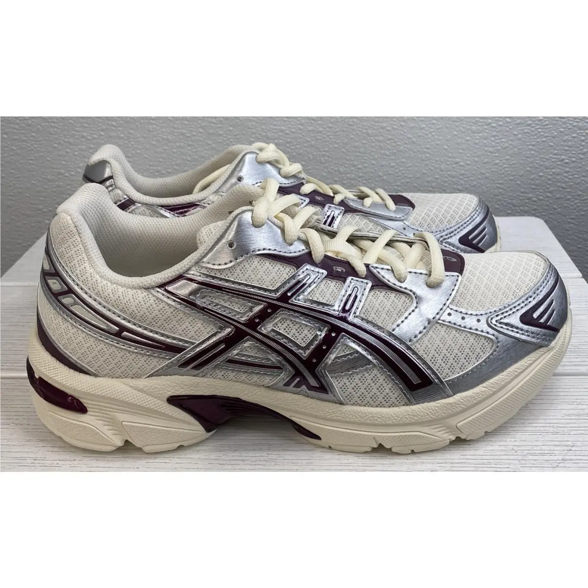 Asics Gel-1130 Unisex Size M7 W8.5 Cream/benimo Purple Mesh Athletic Sneakers