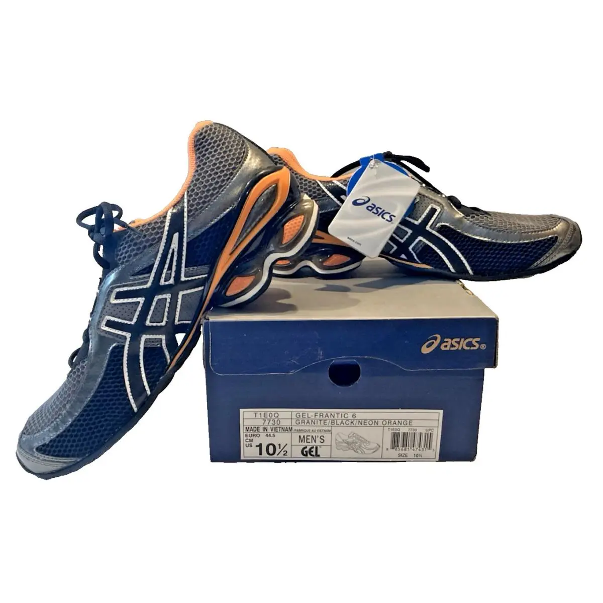 Asics Gel-frantic 6 Men`s Running Shoe Sz 10.5 Gray Black Neon Orange