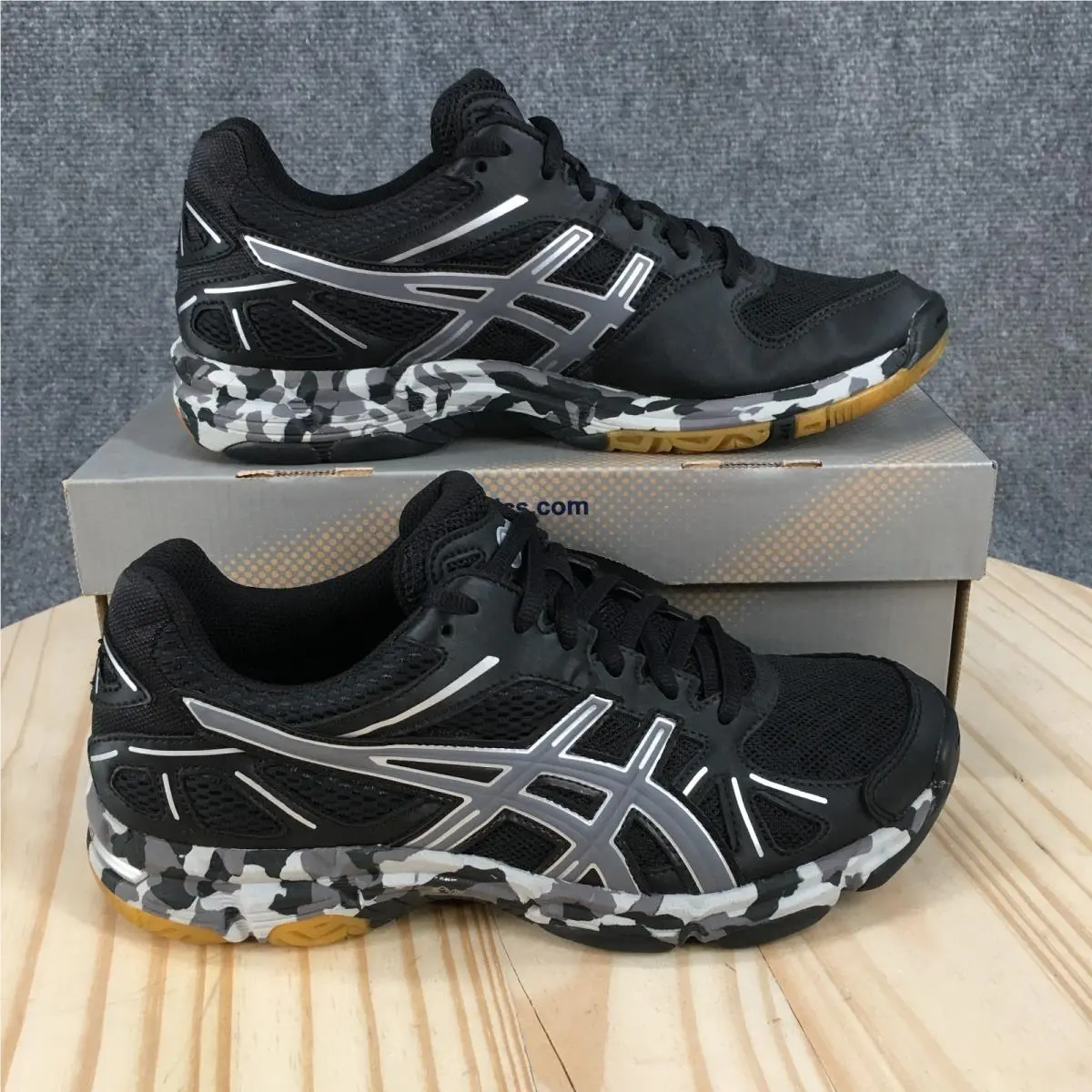 Asics Gel-flashpoint Volleyball Shoes Womens 7 Lace Up Sneaker Low Top Black
