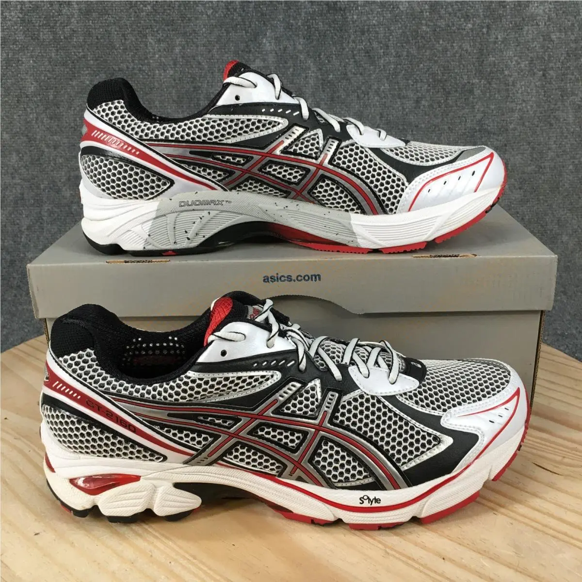 Asics GT-2160 Shoes Mens 11.5 Eeee Athletic Sneakers T106N Black White Red