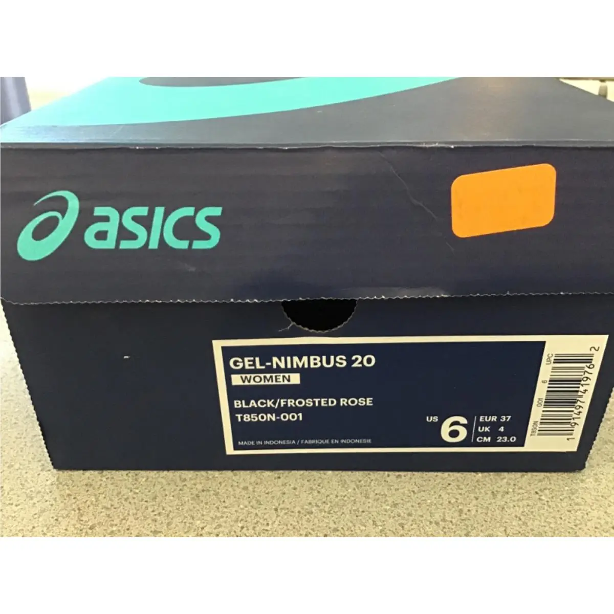 Asics Gel-nimbus 20 Women`s Shoe Size 6 Black/frosted Rose T850N-001