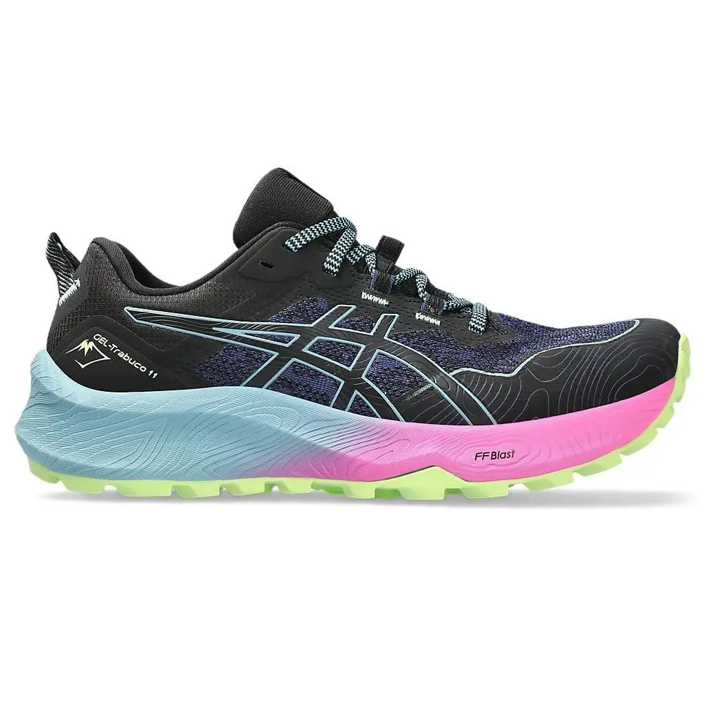 Asics Women`s Trabuco 11 Trail Running Shoes 10 US Black/gris Blue Rare Color