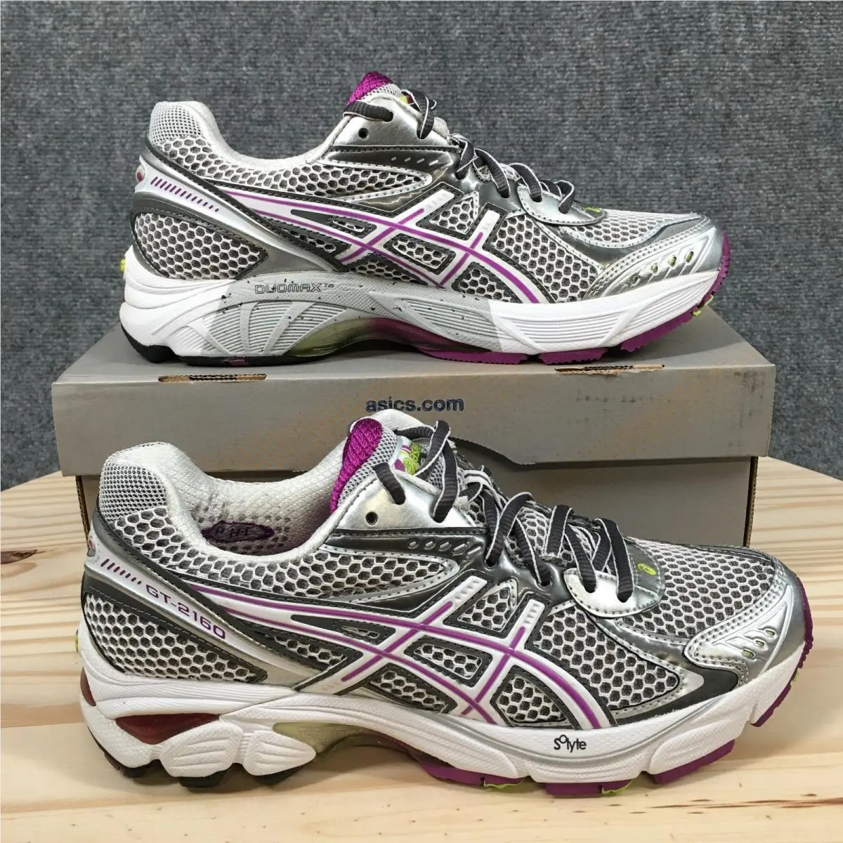 Asics GT 2160 Shoes Womens 7.5 AA Running Sneakers T157N Silver Purple Mesh