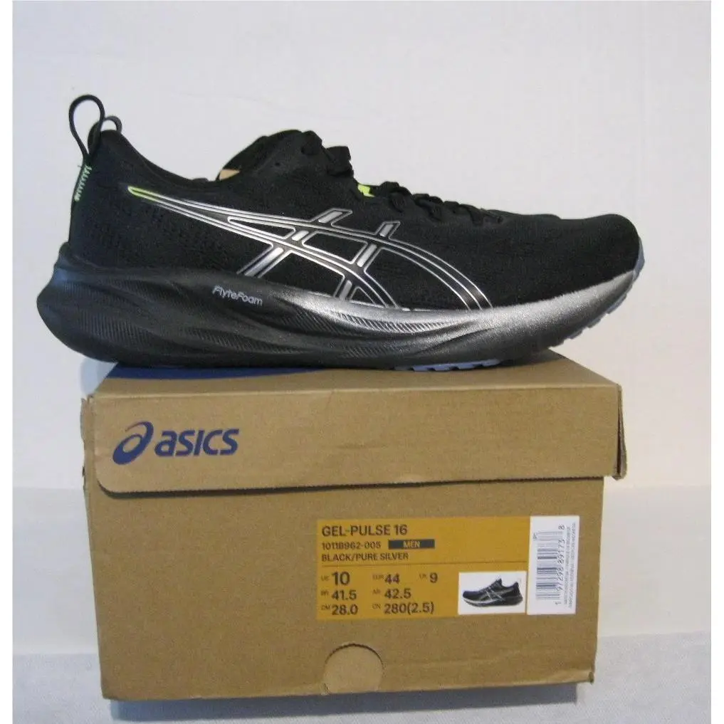 Asics Men`s Gel-pulse 16 Running Shoes Black/pure Silver 10 1011B962-005