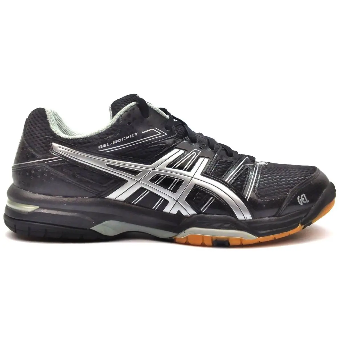 Asics Women`s Gel Rocket 7 Volleyball Shoes Lace-up Black Silver Size 11.5