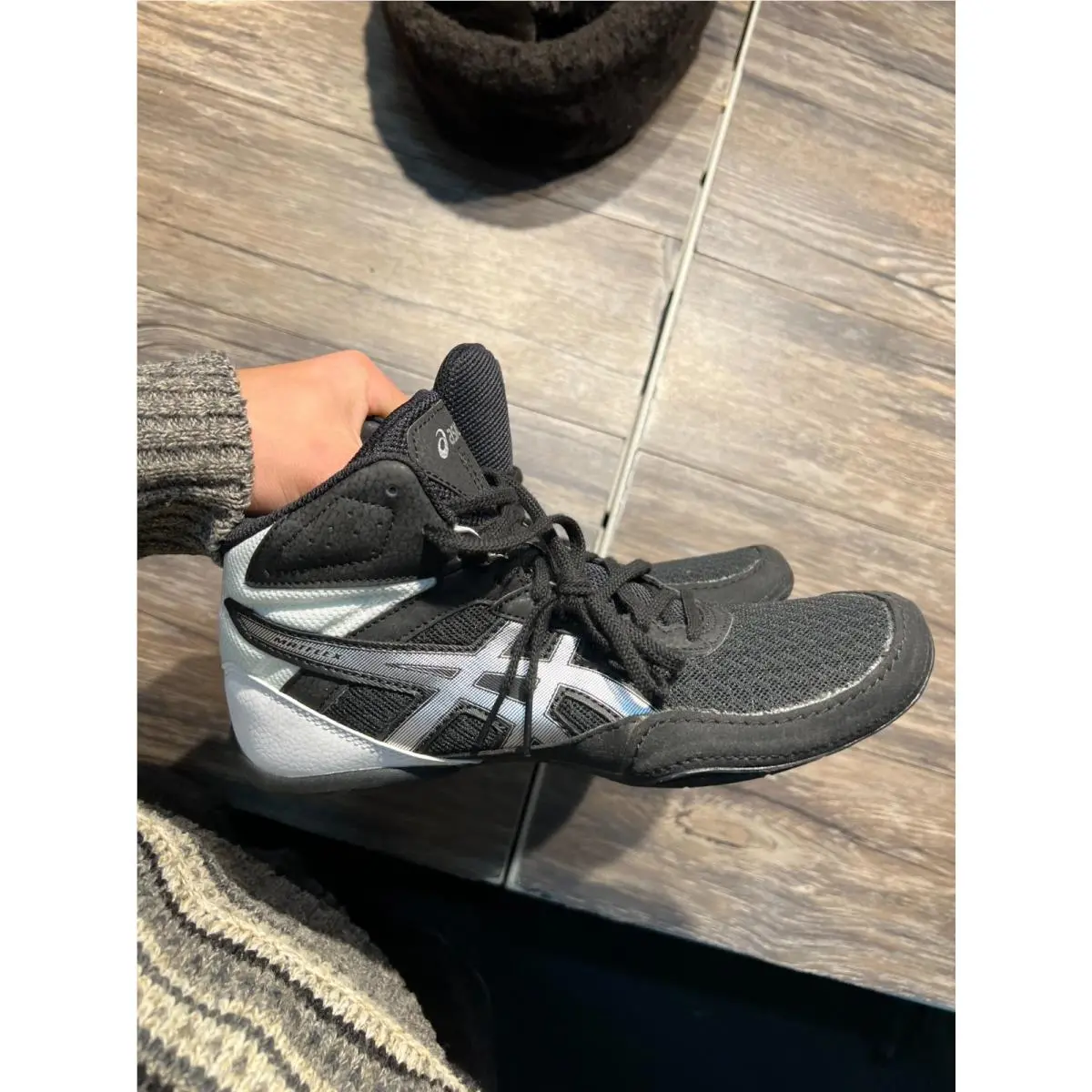 Asics Matflex 6 1081A021 Wrestling Shoes Black Silver Men 7.5 Athletic