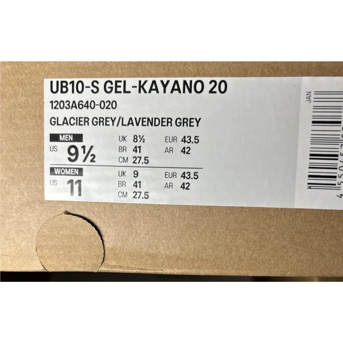 Asics shoes - UB10-S Gel-Kayano 20 - 1203A640-020 - Glacier Grey/Lavender Grey (UPC: 4550457830768) 8