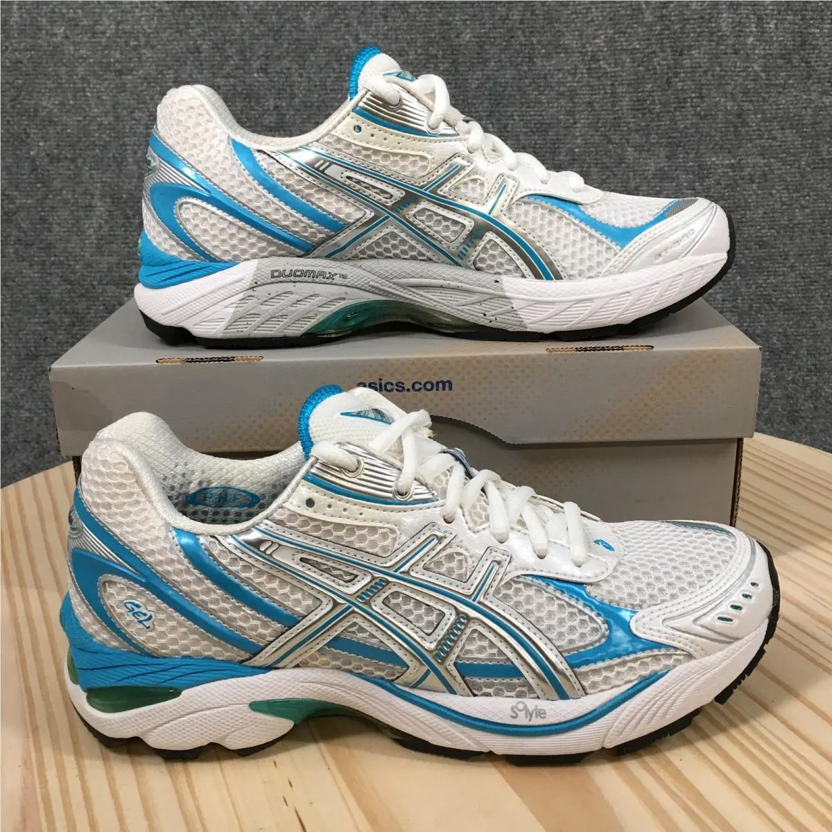 Asics GT-2150 Shoes Womens 7.5 AA Running Sneakers T057N White Blue Mesh