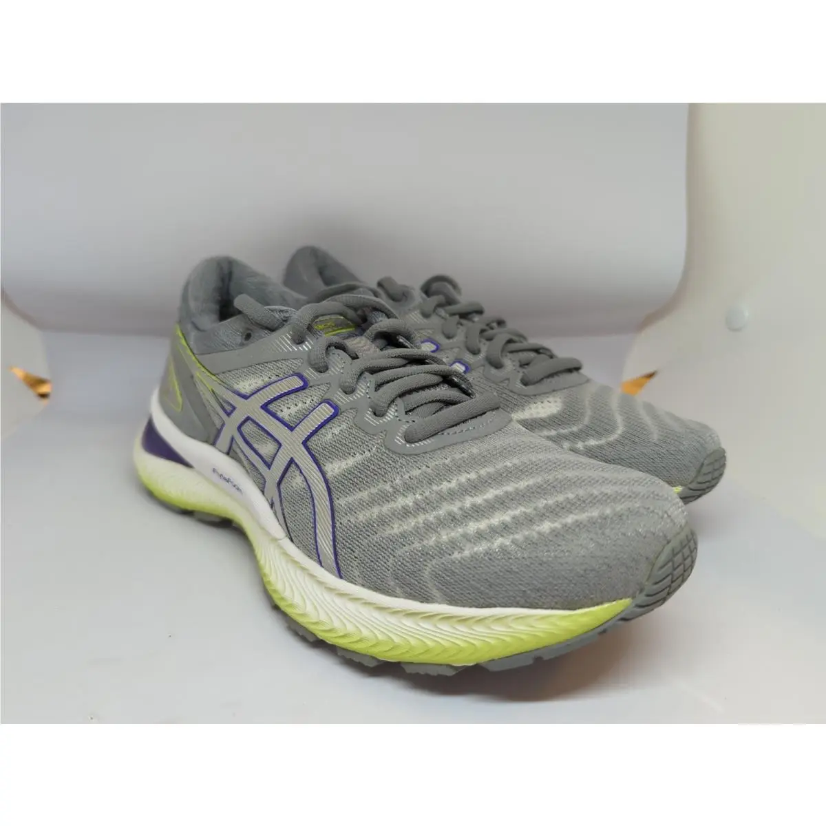 Asics Gel Nimbus 22 Womens Running Shoes White Pure Silver Sz 7