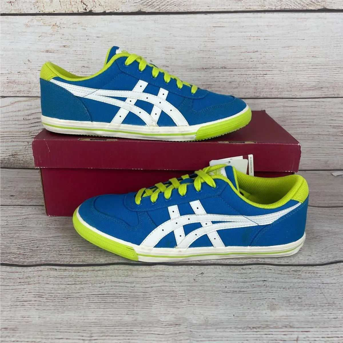 Asics Onitsuka Tiger Aaron GS Mens EU 39 US 6 Sneakers Blue White Lime