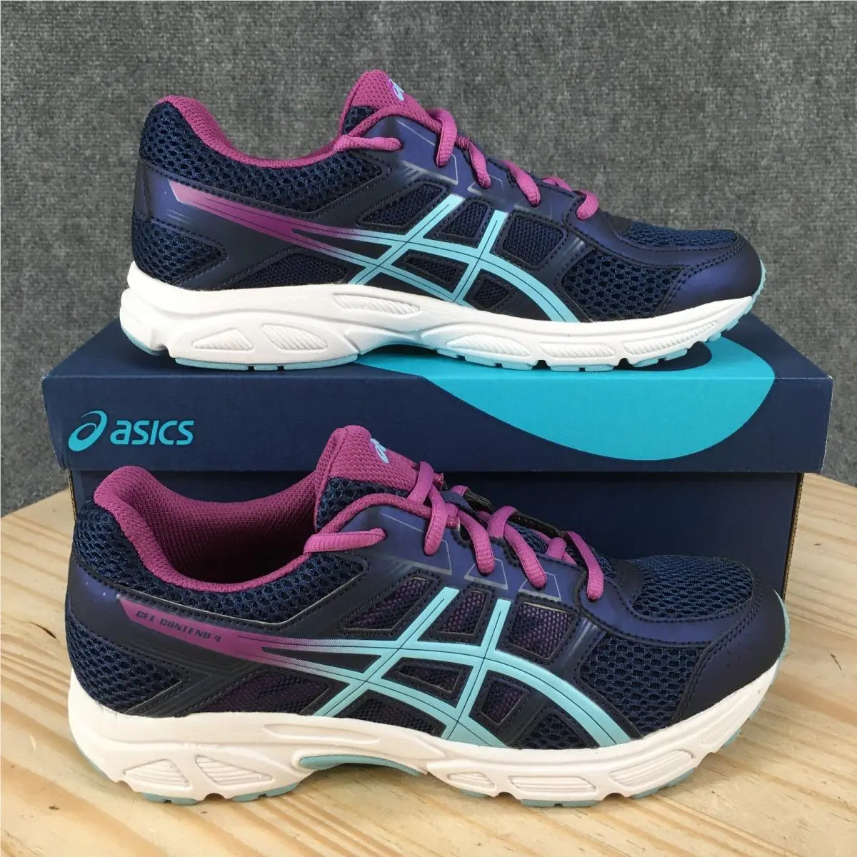 Asics Gel-contend 4 GS Shoes Youth US7 Running Sneakers C707N Blue Purple
