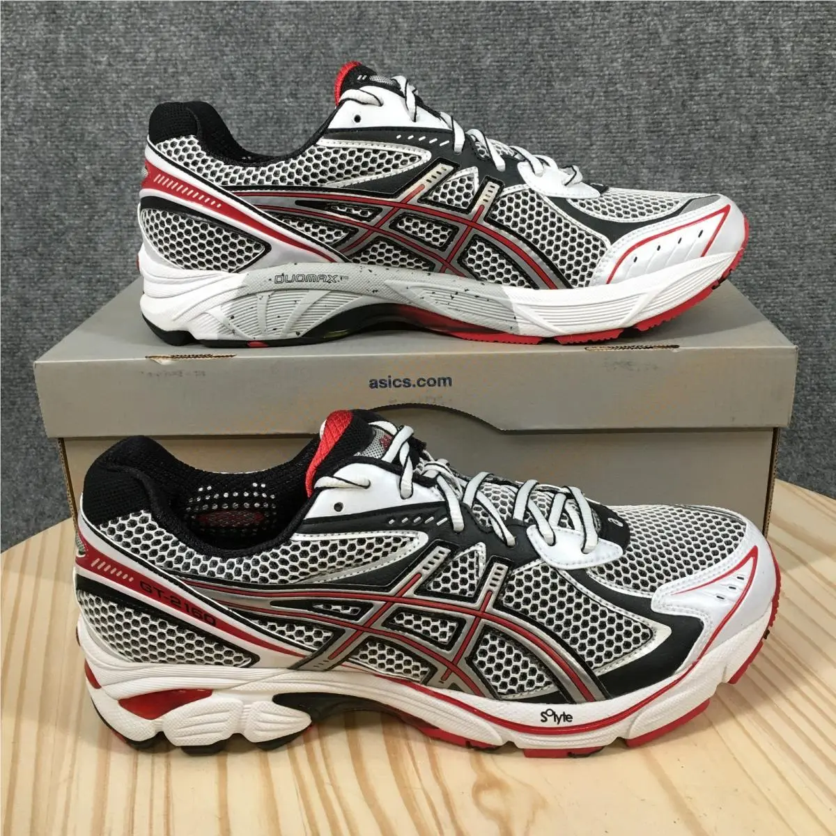 Asics GT 2160 Shoes Mens 11 Eeee Athletic Low Sneakers T106N Black White Red