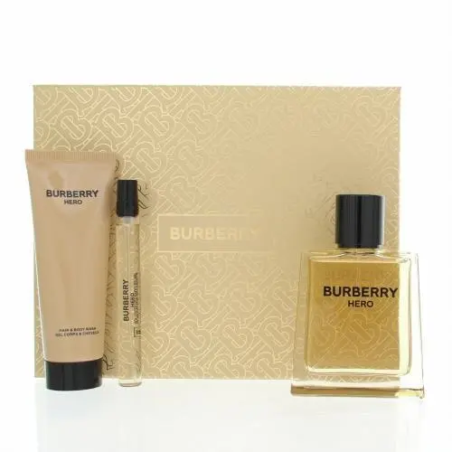 Burberry Hero 3 Piece Gift Set with 3.3 Oz by Burberry For Men