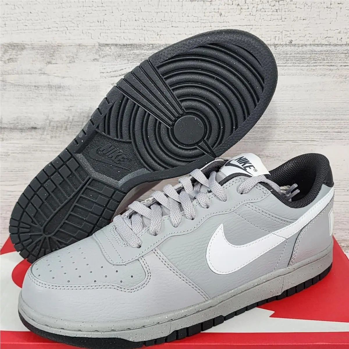 Nike Big Nike Low Mens Size 8 Light Smoke Grey Summit White Sneakers 355152-017