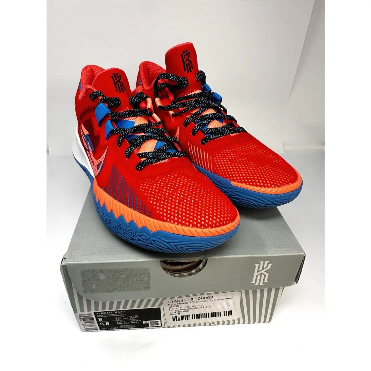Nike Kyrie Flytrap 5 Sneakers Mens 8 Womens 9.5 Habanero Red and Blue Hero