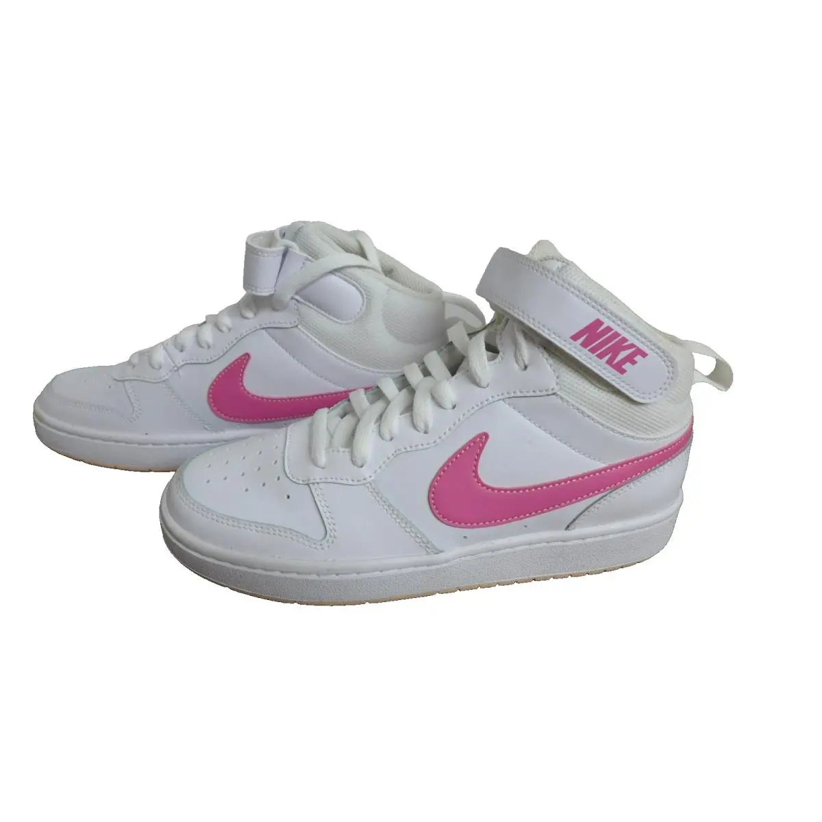 Nike Court Borough Mid 2 Girls Kids White Pink Athletic Shoes Size 6Y