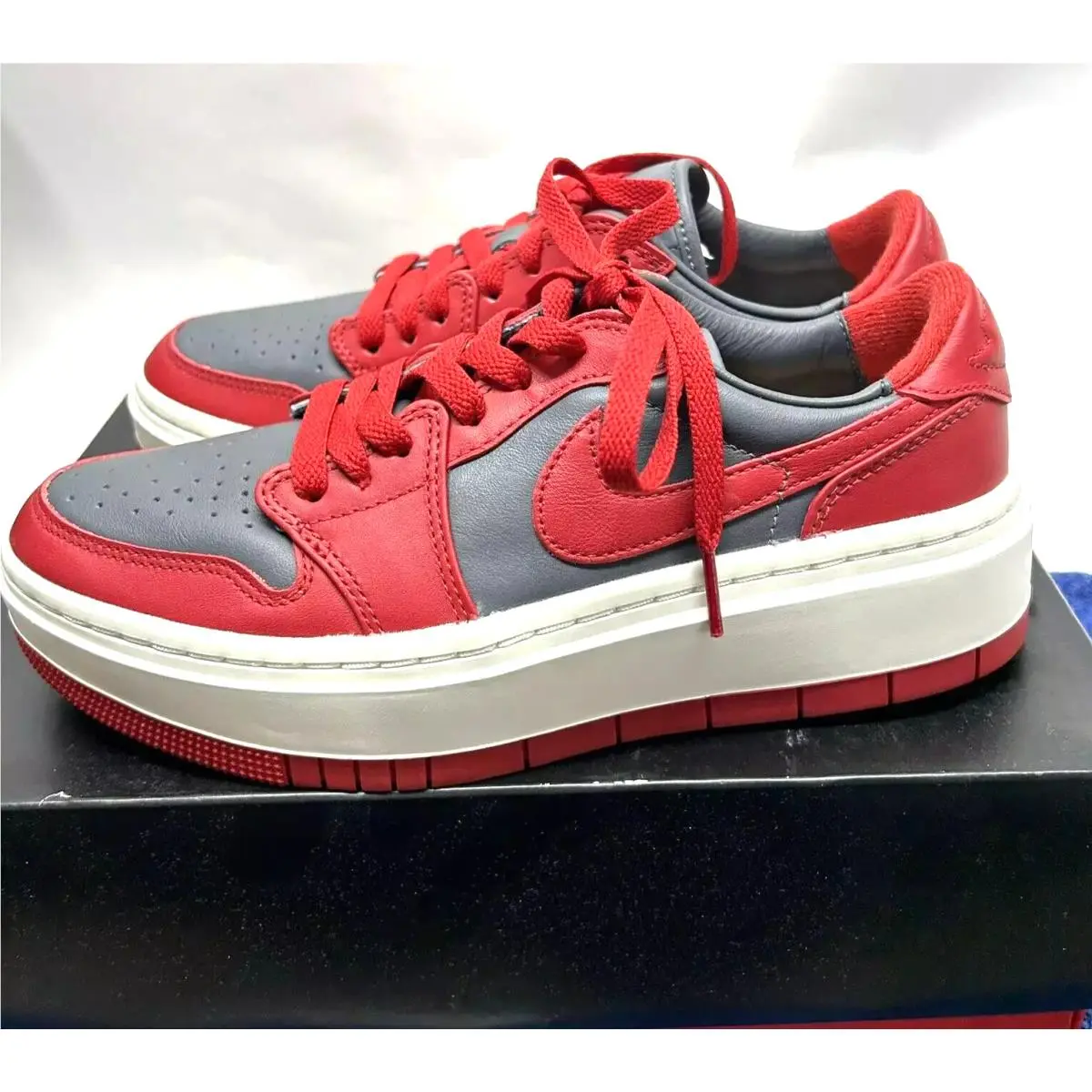 Nike Air Jordan 1 Women`s Size 8 Elevate Low Grey/red Athletic Shoes
