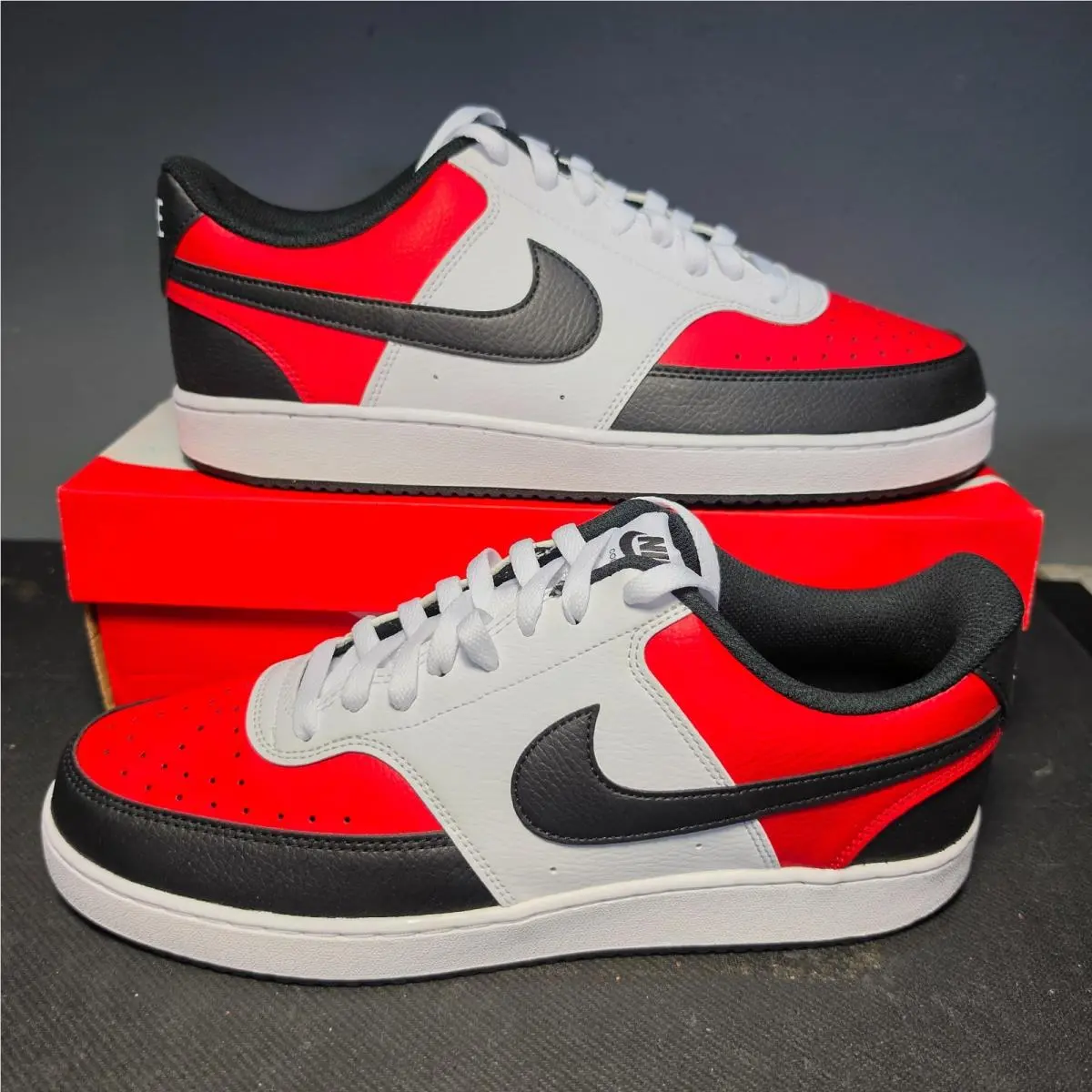 Mens 12  Court Vision Low University Red Black White IO9112-657 by Nike