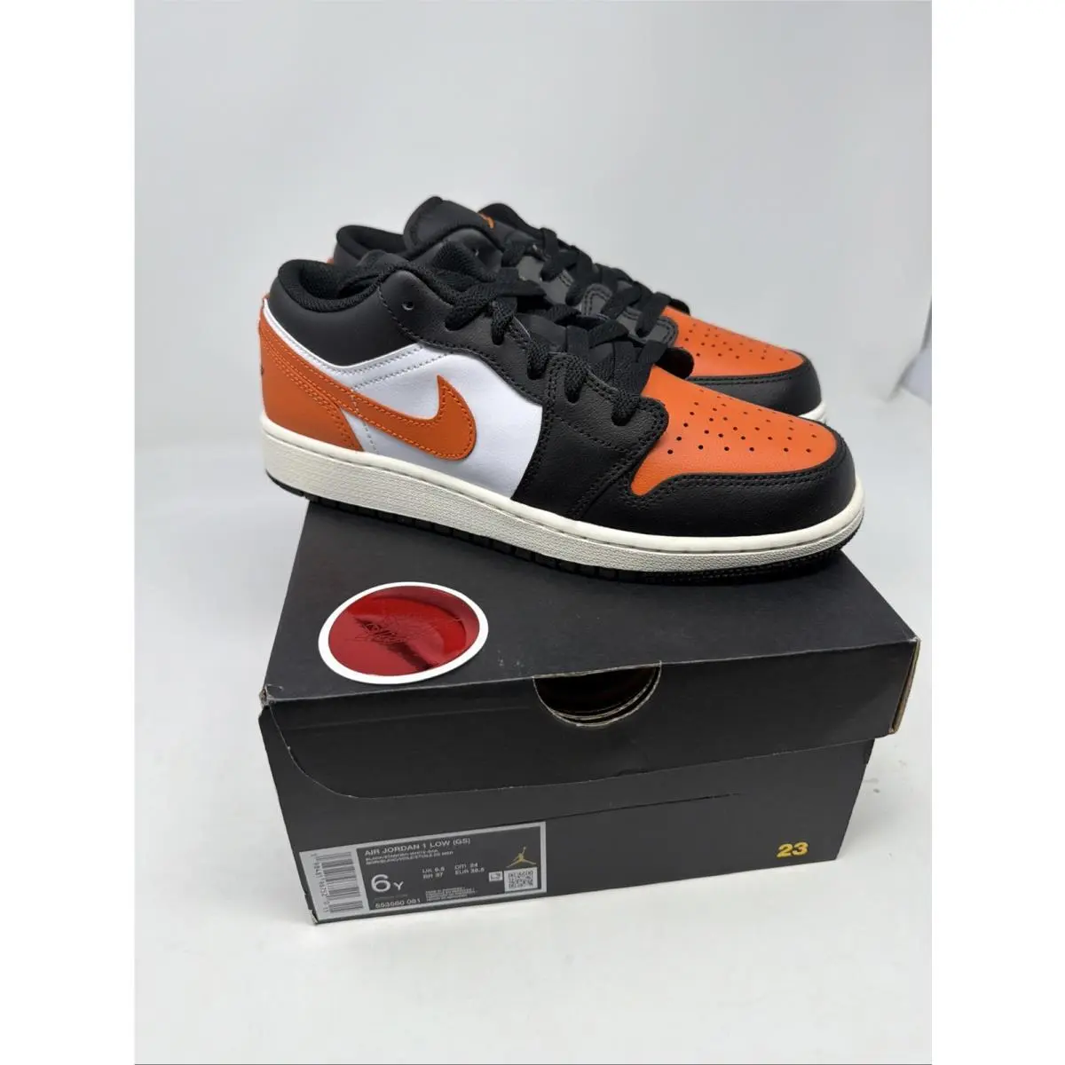 Nike Air Jordan 1 Low GS Shattered Backboard Black/orange/white Youth 6