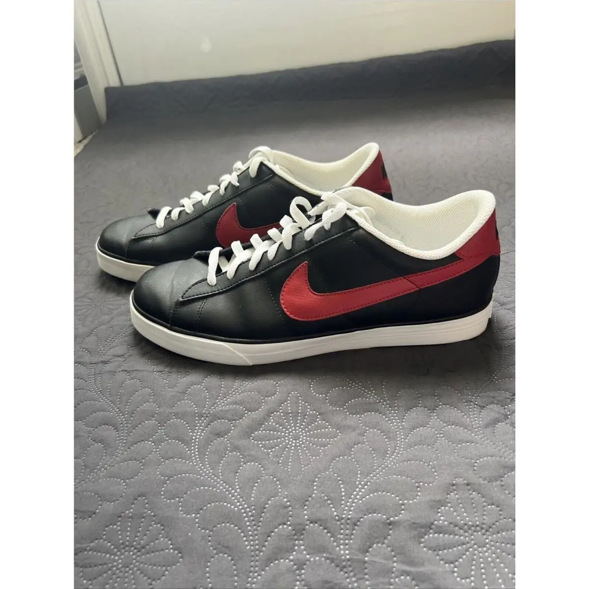 Nike Sweet Classic Brs Black Red Leather Shoes 318333-069 Mens SZ 13 Gift